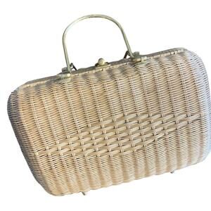 Vintage Mid Century Marchioness Wicker Handbag Purse Made in Hong Kong